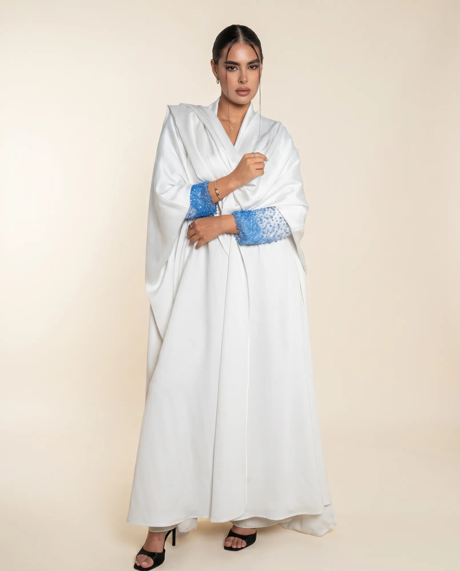 Ayla White Beaded Luxury Abaya