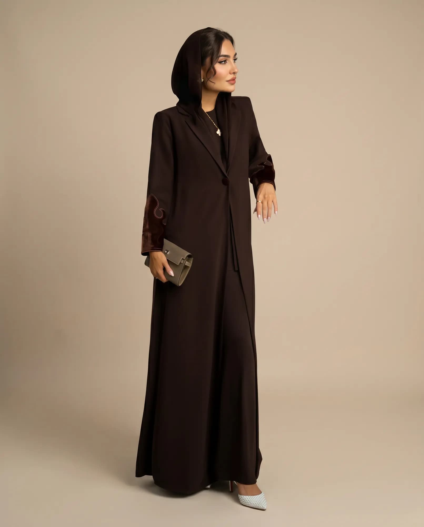 Ayla Chocolate Velvet Luxury Abaya