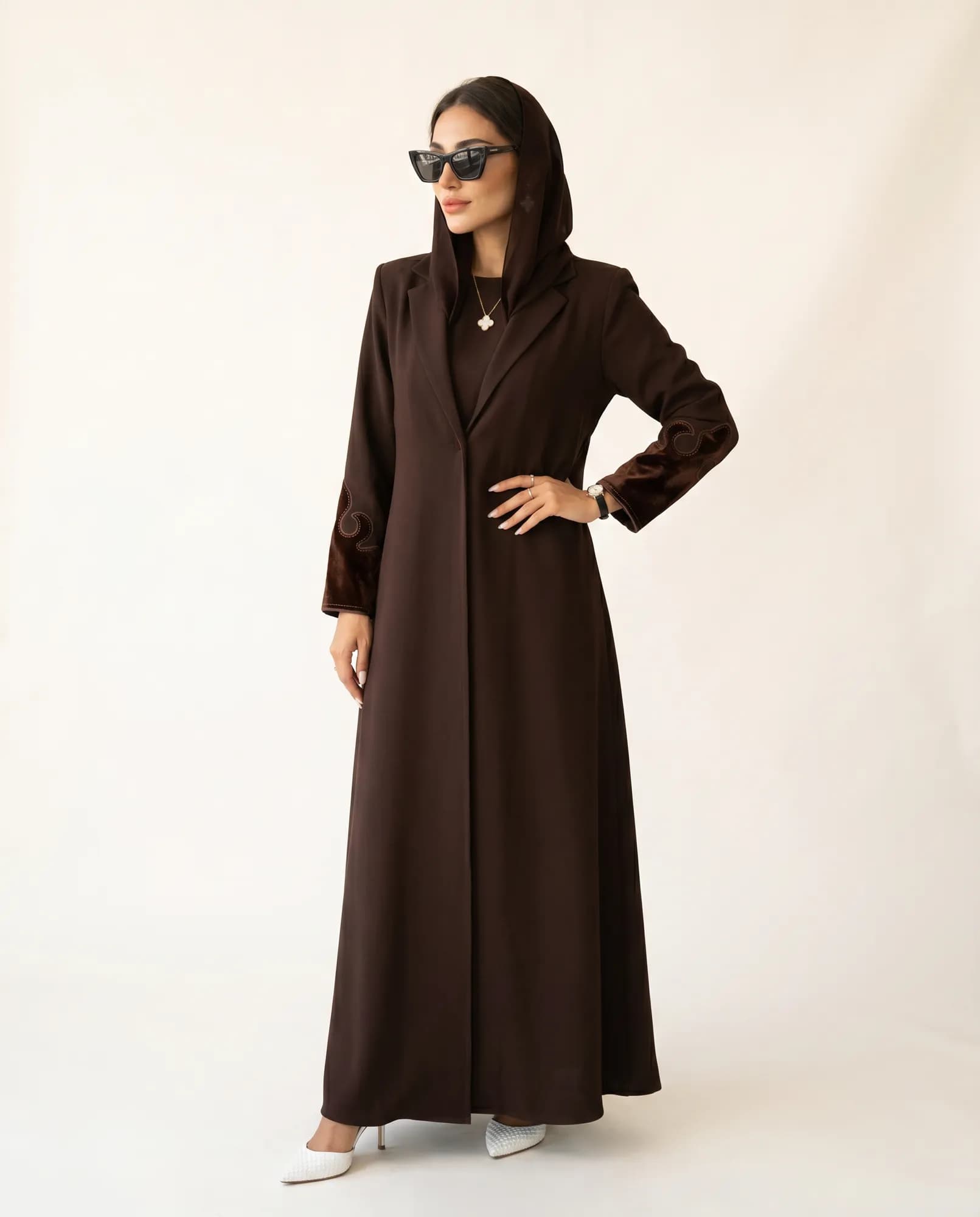 Ayla Chocolate Velvet Luxury Abaya alternate view