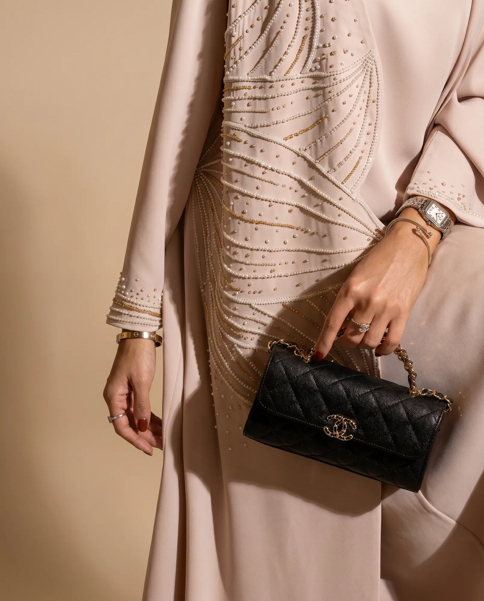 Ayla Blush Beaded Luxury Abaya alternate view