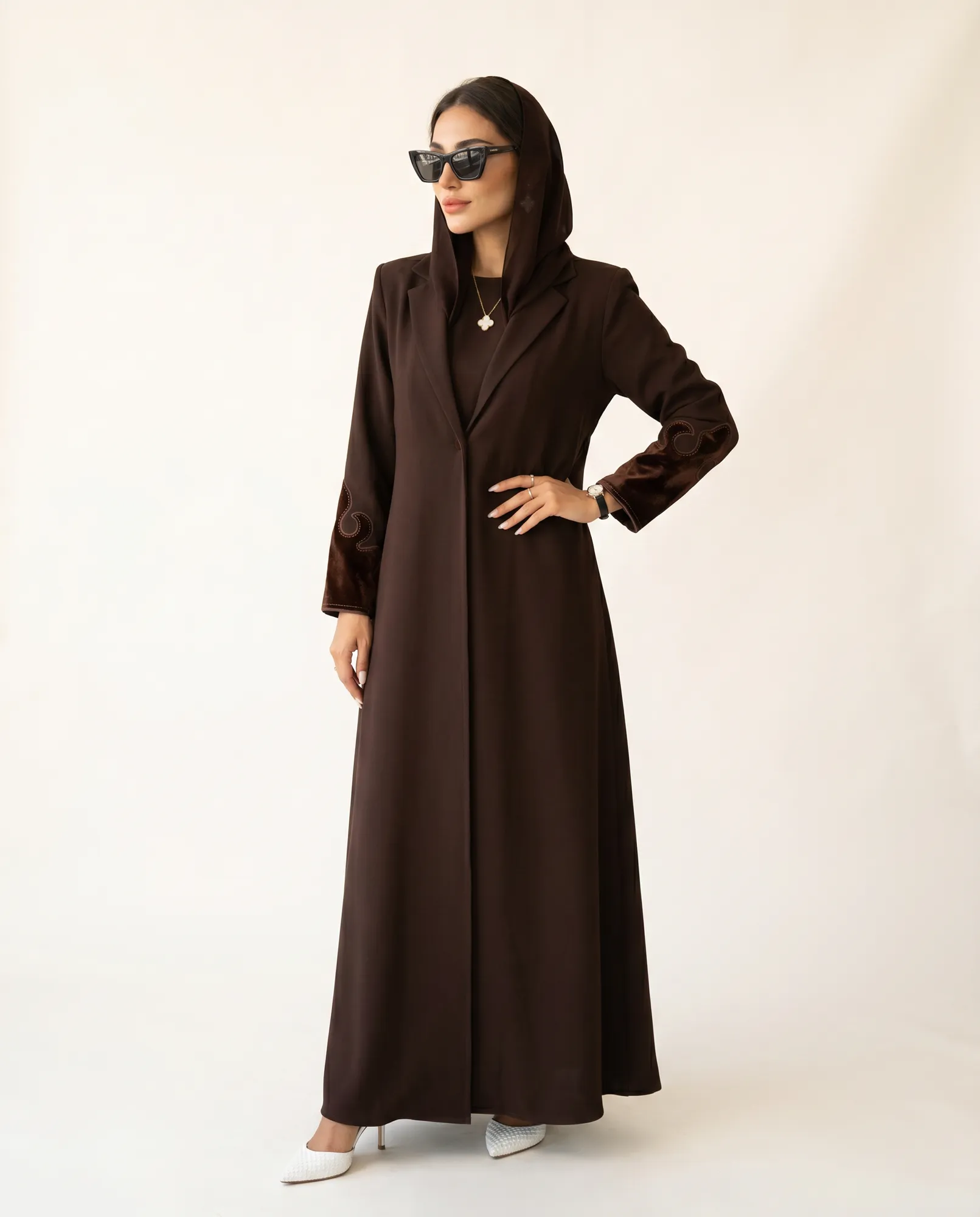 Ayla Chocolate Velvet Luxury Abaya alternate view