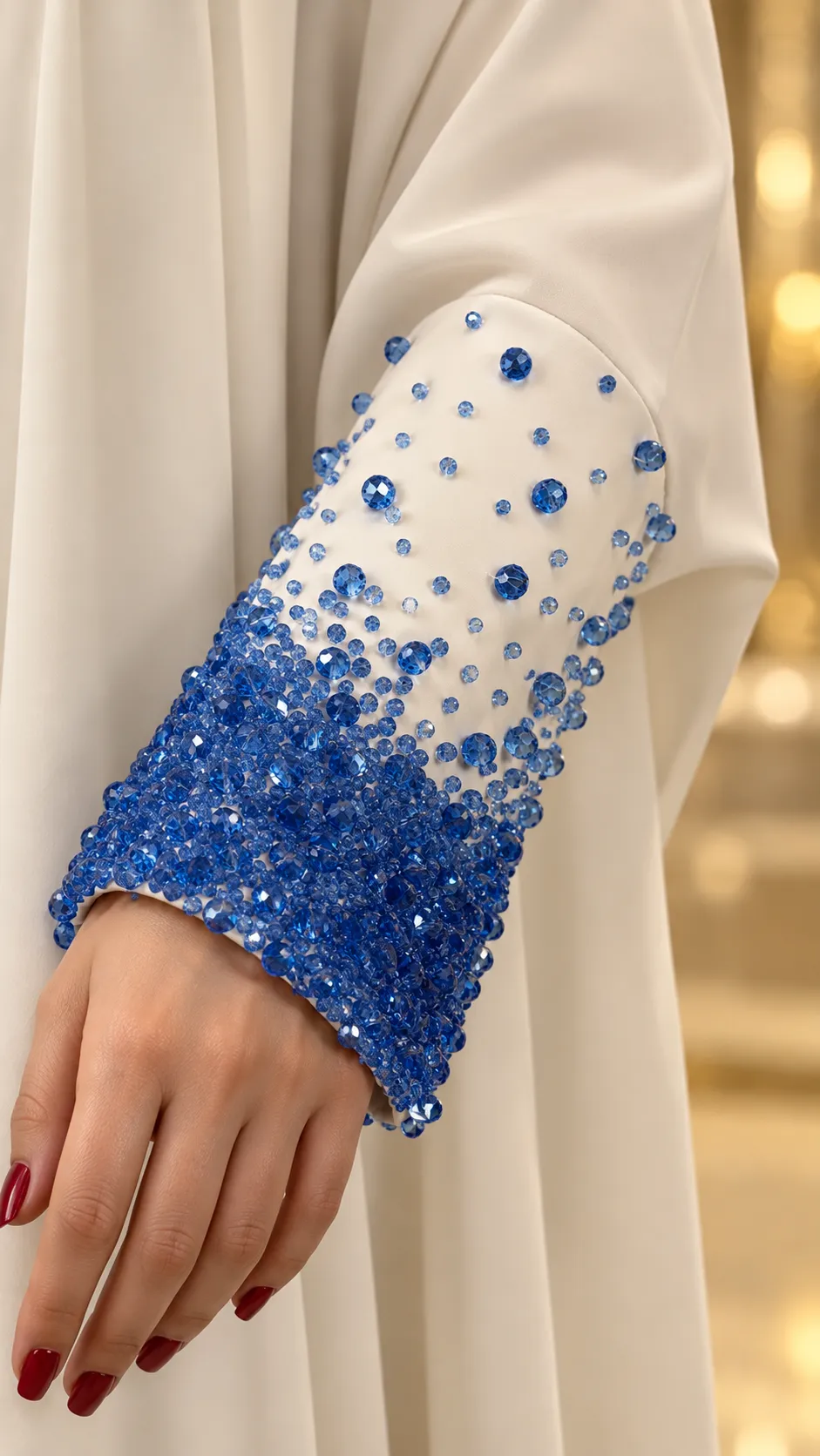 Ayla White Beaded Luxury Abaya alternate view